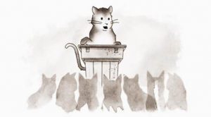 Louie Speaking to the Cats in Plymouth